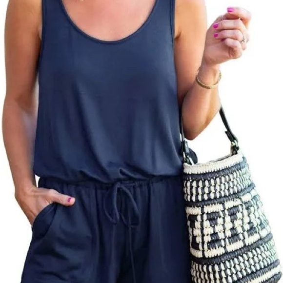 Navy Blue Tank Top Shorts Romper S - Picture 6 of 6